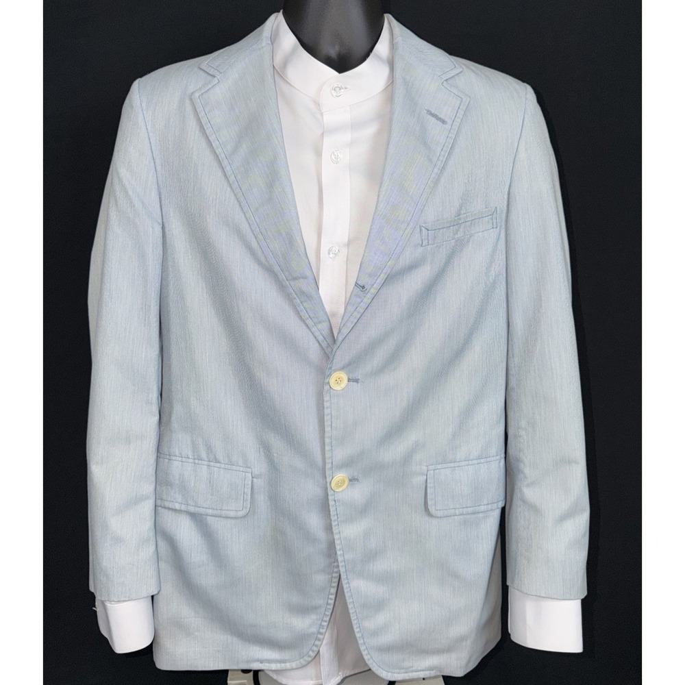 Haspel Men's Blue & White Pinstriped Sport Coat Blazer Size 40R